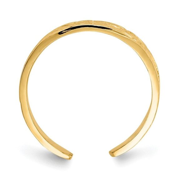 14k Yellow Gold Solid Toe Ring Flower/Scroll Adjustable - Picture 4 of 5